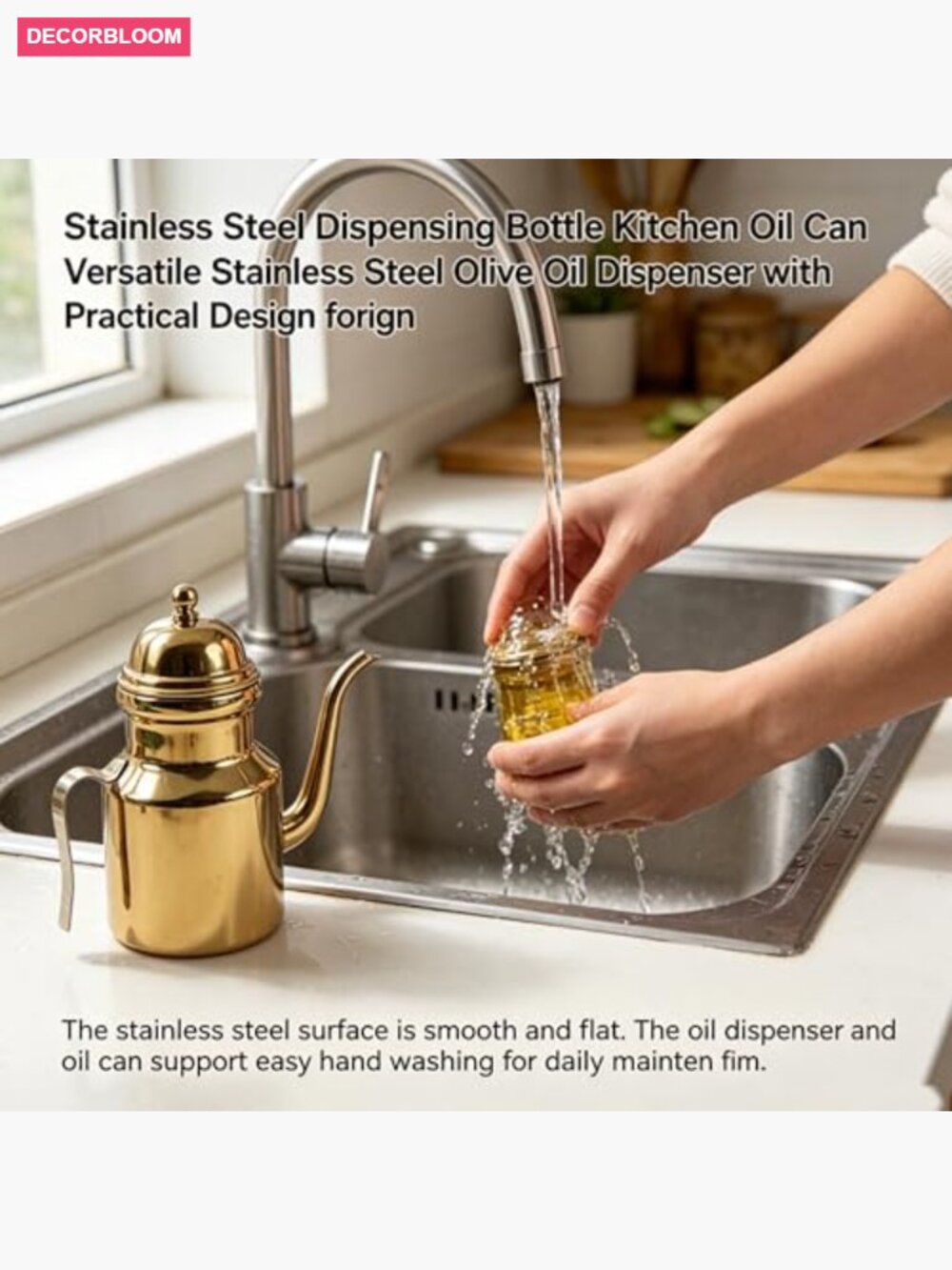Stainless Steel Oil Dispenser Bottle 450ml for Cooking Kitchen - Picture 4 of 7